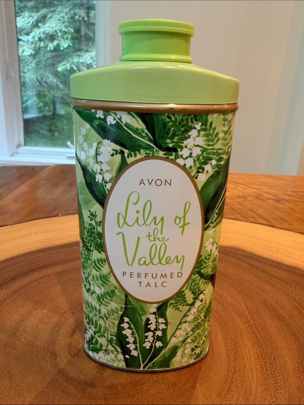 Avon Lily of the Valley Perfumed Talc - Green and White